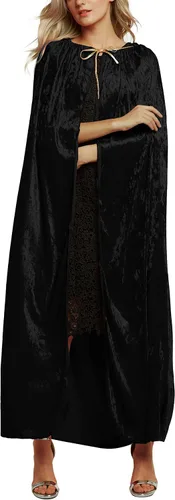 Vista 3 de Urban CoCo Capa unisex de terciopelo con capucha de longitud completa para fiesta de Halloween o cosplay