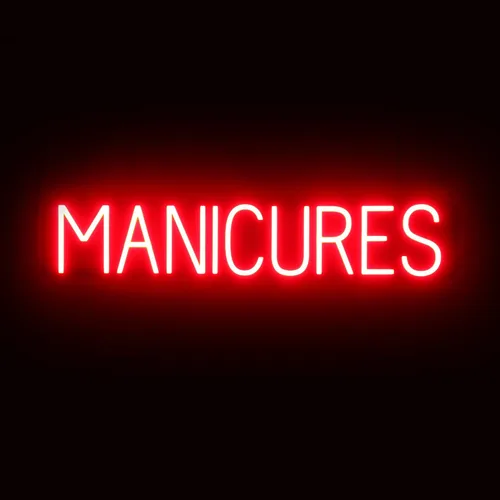 Vista 19 de SpellBrite MANI-PEDIS - Letrero para salones de manicura Letreros relacionados con salones de uñas con aspecto de neón, luz LED roja 33.4 x 6.3