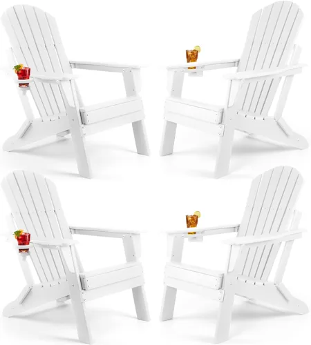 Vista 16 de FUNBERRY Silla plegable Adirondack, sillas de hoguera de HDPE para todo tipo de clima con portavasos para exteriores Azul (Aruba Blue)