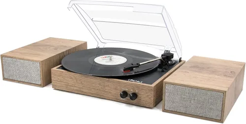 Vista 11 de Reproductor de discos de vinilo, tocadiscos para vinilos con altavoces externos, Perla Negra