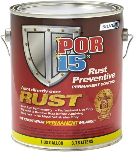 Vista 4 de POR-15 Revestimiento preventivo de óxido, detiene el óxido y la corrosión permanentemente, barrera protectora antioxidante, no porosa, 128 onzas