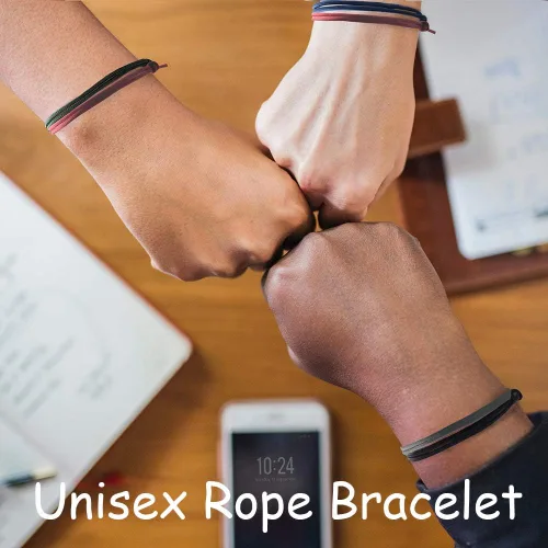 Vista 5 de Jeka 6 pulseras ajustables de cuerda trenzada náutica hecha a mano para hombre