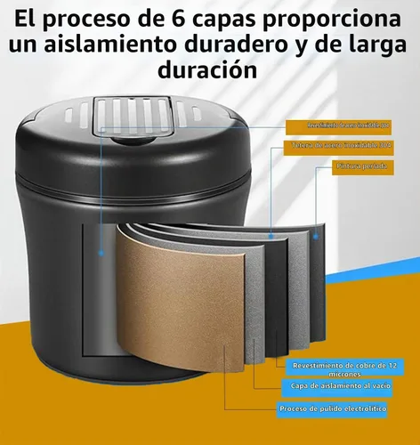 Vista 4 de Tarro térmico para alimentos calientes, 40 onzas, recipientes térmicos para sopa con tapa, boca ancha aislada al vacío de acero inoxidable a prueba