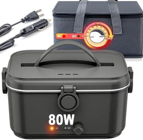 Vista 8 de Fiambrera eléctrica, calentador de alimentos de 100 W, lonchera térmica rápida para adultos, lonchera de calefacción portátil de 1.8 L, 12/24 V/110