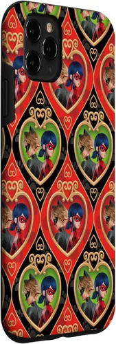 Vista 3 de Funda roja y verde para iPhone 11 Pro Max Miraculous Ladybug and Cat Noir The Movie