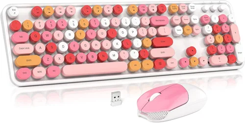 Vista 12 de MOWUX - Combo de teclado y mouse inalámbricos para Windows, teclado inalámbrico externo de tamaño completo 2.4G, mouse compacto, 8 teclas multimedia