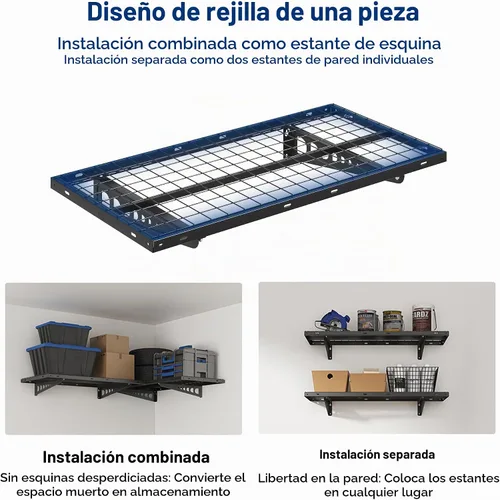 Vista 6 de FLEXIMOUNTS Paquete de 2 estantes esquineros de pared de 2 x 4 pies, color negro