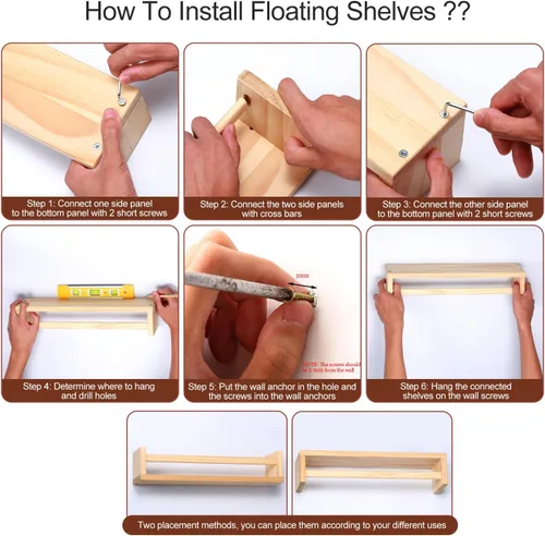 Vista 8 de Gneric Estantes flotantes para pared, estantes de libros Burlywood para guardería, estantería infantil de 15.7 pulgadas, estantes de pared