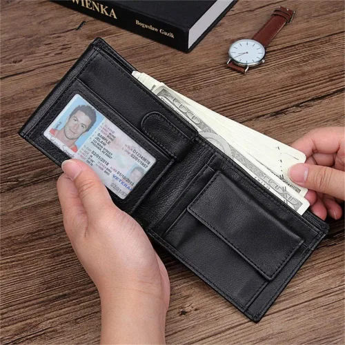 Vista 4 de BDYLSF - Cartera de negocios de cuero suave con múltiples tarjetas de gran capacidad y clip corto para billetes