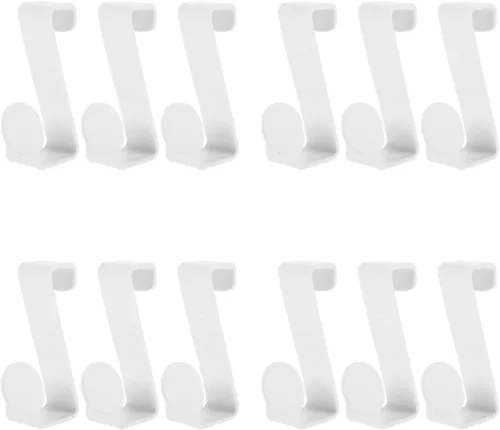 Vista 3 de Zerodeko 12 piezas multifuncionales con gancho en z para tanque de inodoro, arandelas de plástico, ganchos de plástico blanco, gancho para colgar