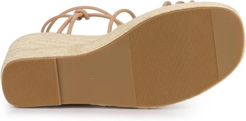 Vista 5 de Allegra K Sandalias de plataforma para mujer con tacón de cuña y tiras