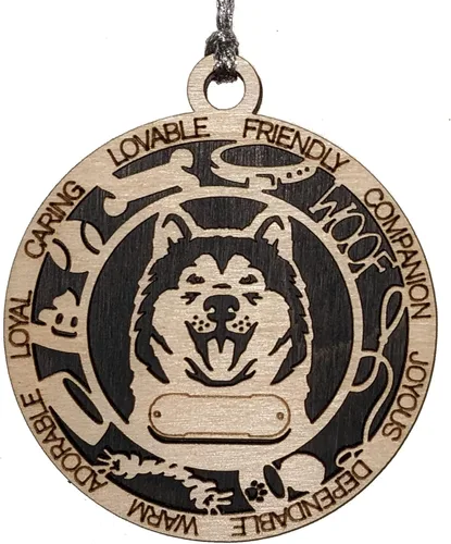 Vista 12 de Adorno de Navidad personalizado para perro Cavalier King Charles Spaniel, redondo de 3 pulgadas, madera cortada con láser de 2 capas, nombre y texto