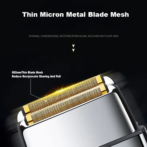 Vista 6 de Afeitadora para hombre, carcasa de metal inalámbrica, lavable, máquina de afeitar eléctrica para el cabello, máquina de afeitar eléctrica recargable