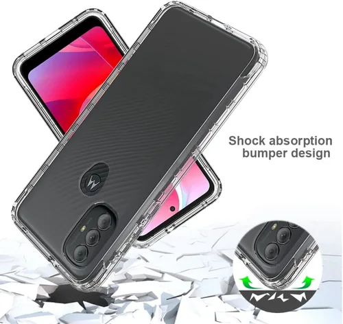 Vista 7 de Funda compatible con Moto G Power 2022, XT2165DL con protector de pantalla de vidrio templado, cuerpo completo, a prueba de golpes, transparente