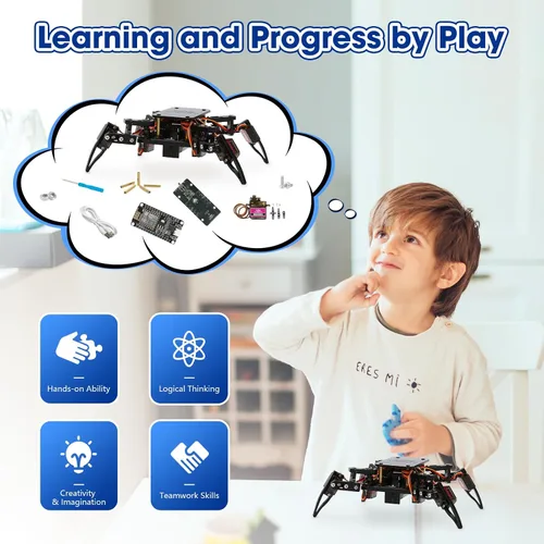 Vista 2 de Kit de Robot Araña Biónica Programable STEM, Kit Científico para Niños de 8 a 12 años, Juguete de Construcción de Robótica DIY para Adolescentes
