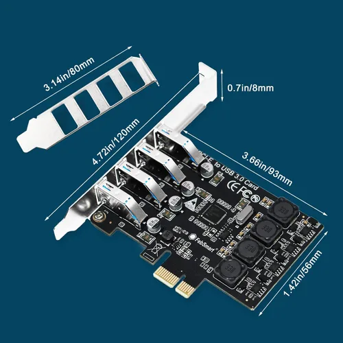 Vista 14 de PCIE - Tarjeta de expansión USB 3.0 de 4 puertos Superspeed de 5 Gbps para Windows 11, 10, 8.x, 7, Vista, XP, PC de sobremesa, tecnología