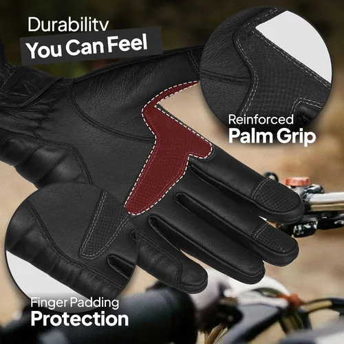 Vista 4 de Ultimate Guantes de Motocicleta para Hombres y Mujeres Compatibles con Pantalla Táctil Guantes de Conducción con Cuero Premium, Pantalla Táctil