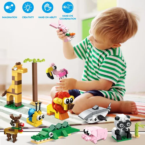 Vista 8 de HOGOKIDS Paquete de 20 recuerdos de fiesta para niños – Juego de bloques de construcción de animales para niños, Pascua, día de San Valentín