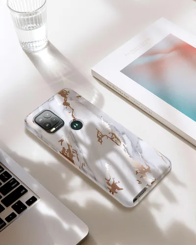 Vista 7 de SURITCH Funda para Moto G Stylus 5G (mármol), protector de pantalla integrado, a prueba de golpes, con purpurina