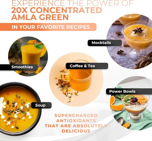 Vista 6 de Suplemento de Superalimento en Polvo de Amla con Especias de Calabaza, 20x Ultra Concentrado de Amla, Hecho con Canela, Jengibre, Nuez Moscada