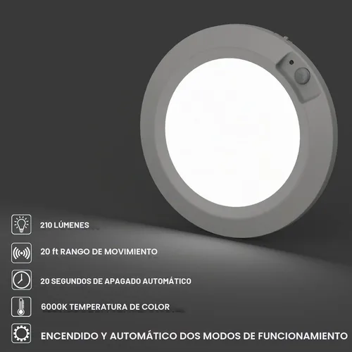 Vista 4 de Luces LED de armario con sensor de movimiento para interiores, funciona con pilas, 210LM 6000K, blanco frío para lavandería, escalera, pasillo