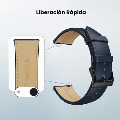 Vista 5 de Ticwatch Pro 5 - Correa de repuesto para reloj inteligente de 0.945 in de ancho, correa de reloj de piel de liberación rápida, correa de reloj Smart
