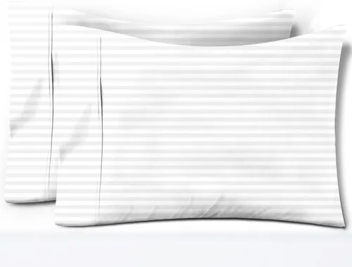 Vista 12 de TEXAS LINEN CO. Juego de 4 fundas de almohada tamaño queen de 100% algodón egipcio - Fundas de almohada de lujo de 600 hilos tamaño queen/estándar