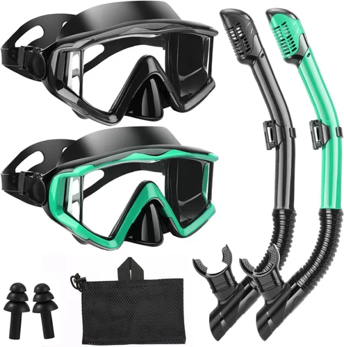 Vista 16 de Equipo de esnórquel para adultos, jóvenes y niños, juego de máscara de esnórquel, máscara de buceo, gafas de natación, máscara de buceo, a prueba