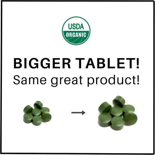 Vista 3 de Tabletas orgánicas de espirulina clorella – 50 porciones – Suplemento de algas superalimento 2 en 1 para apoyo inmunológico natural, desintoxicación