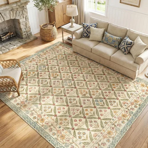 Vista 18 de jinchan Haden - Alfombra de entrada de 2 x 3 pulgadas, diseño floral vintage, lavable, suave, antideslizante, de pelo bajo, para puerta, cocina