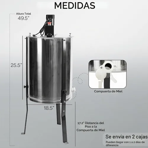 Vista 2 de VIVO Extractor eléctrico de miel 8 bastidor, BEE-V004E 4 Deep Frames, Food Grade, Stainless Steel, Honey Processing Equipment, Powered Honeycomb