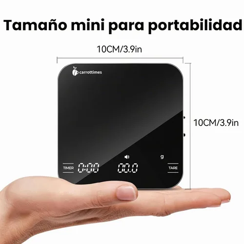 Vista 6 de Mini báscula de café recargable con temporizador, escala de espresso de precisión de 4.4 lbs/0.004 oz, báscula de café digital portátil con 4 modos