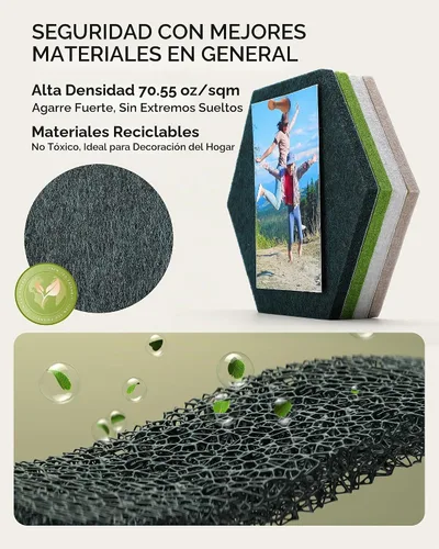 Vista 3 de MaxGear 8 Piezas Azulejos de Tablero de Corcho de Fieltro Hexagonales, Verde Autoadhesivos DIY Tablón de Anuncios Tablero de Pines para Oficina