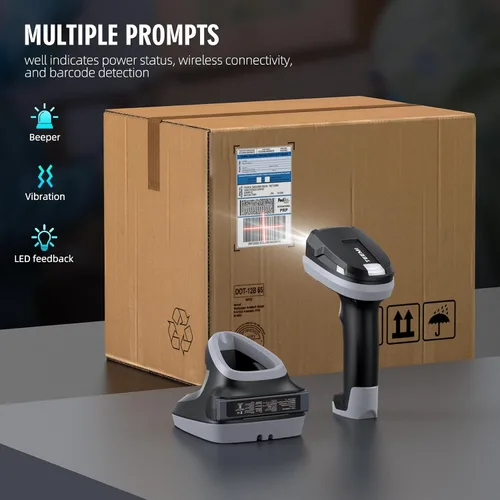 Vista 6 de TEEMI TMSL-59CR escáner industrial 2D Bluetooth con cuna y batería IP54, sensor CMOS de megapíxeles, rango de 820.2 ft, lector de código QR 2D