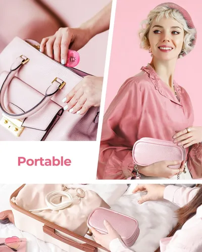 Vista 14 de AMOOS Lindo organizador de pastillas 2 veces al día, pastillero de cuero PU para mujer, pastillero semanal portátil para bolso con bolsa