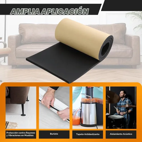 Vista 6 de NATGAI Esponja de neopreno con adhesivo de lámina de goma de espuma de 1/2" de espesor x 12" de ancho x 54" de largo, cortada a múltiples