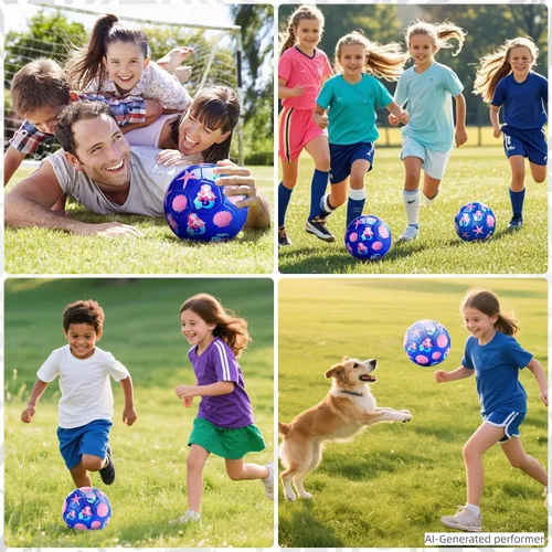 Vista 4 de Soccer Balls Size 3 for Girls Soccer Ball for Kids Aged 4-6 6-8 Beginners Outdoors Sports Ball Recreation Playing Ball Birthday Christmas Back to