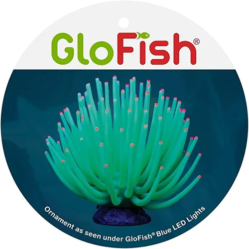 Vista 2 de GloFish Adorno de anémona, adorno detallado de acuario, verde grande, crea un efecto brillante (paquete de 1)
