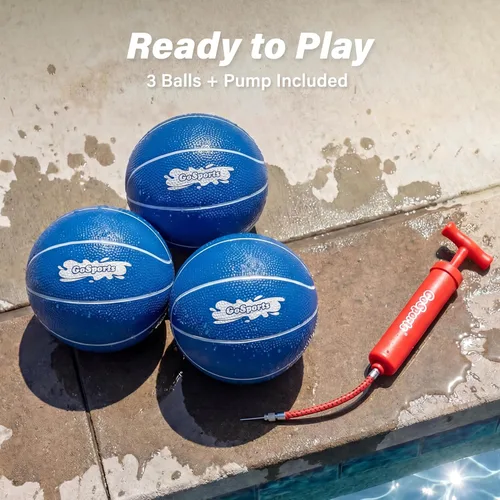 Vista 6 de GoSports Balones de baloncesto para piscina, paquete de 3, ideales para aros de baloncesto flotantes de agua, elige pelotas de baloncesto rojas