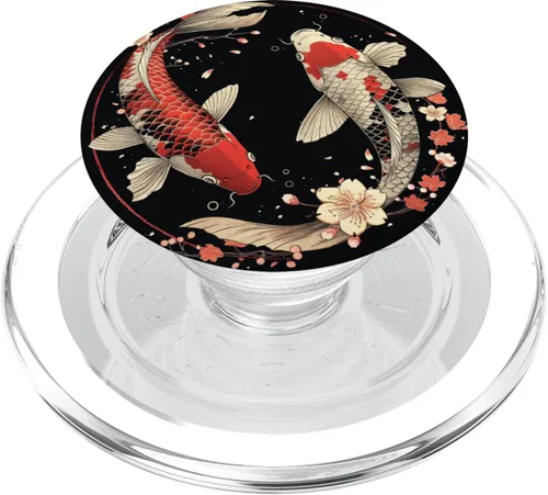 Vista 7 de Peces japoneses Koi Fish Japón Carpa Yin Yang Nishikigoi Fish PopSockets Adhesivo PopGrip