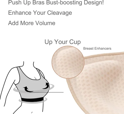 Vista 3 de Gulagas Women's Push Up Chest Pads 2 Pairs, Breathable, Removable, Washable, For Sports Bra, Swimwear, Yoga Wear.