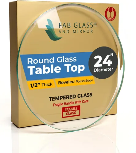 Vista 82 de Fab Glass - Mesa redonda de cristal de 48 in, grosor de 3/4 in, cristal pulido plano templado, Vidrio, Transparente