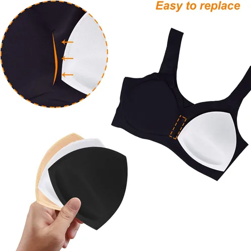 Vista 6 de 5 pares de las mujeres triángulo sujetador almohadillas insertos extraíble push up sujetador deportivo copas reemplazos para bikini top traje de baño