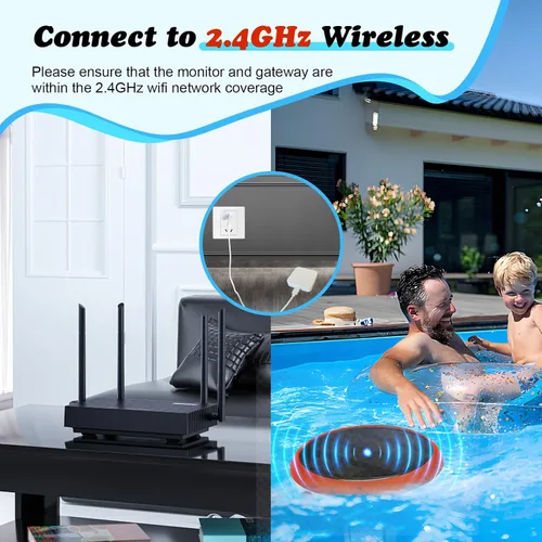 Vista 6 de YINMIK - Monitor inteligente de piscina, lector de sal de piscina con energía solar, medidor digital de sal de pH para piscina de agua salada