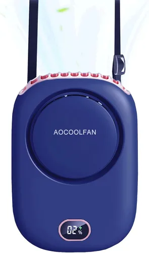 Vista 7 de AOCOOLFAN Ventilador de cuello portátil, mini ventilador de mano personal pequeño recargable por USB de 3 velocidades para niñas, niños y mujeres