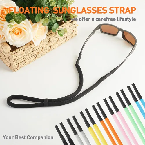 Vista 5 de Soporte para correa de lentes de sol para flotar, cordón ajustable para correa de lentes para hombres y mujeres, soporte para correa de gafas
