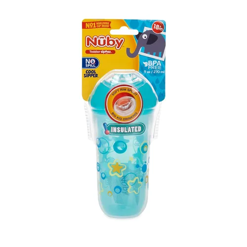 Vista 3 de Nuby Sipper frío aislado sin derrames, aguamarina, 1 paquete, 9 oz/ 9.1 fl oz