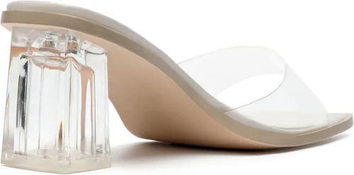 Vista 6 de vivianly Sandalias de tacón bajo para mujer, con punta abierta, cuadrada, tacones altos gruesos, sandalias de tacón sin cordones para fiestas