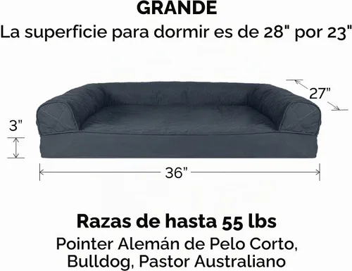 Vista 2 de FurHaven Cama ortopédica clásica para perros grandes estilo sofá, con acolchado estilo huevo y base de espuma ortopédica sólida para soporte Gris