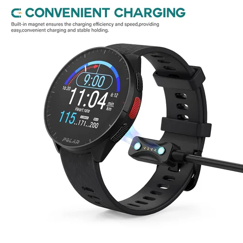 Vista 2 de TUSITA Cargador magnético compatible con Polar Pacer, Pacer Pro, Ignite 3, Grit X2 Pro, Vantage V3, Vantage M3 Smart Watch - 1M, USB-A